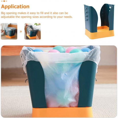 Cos de gunoi extensibil, din plastic, reglabil, pliabil, versatil, pentru bucatarie, baie sau birou, cos universal, 21x25x17 cm, albastru galben [7]