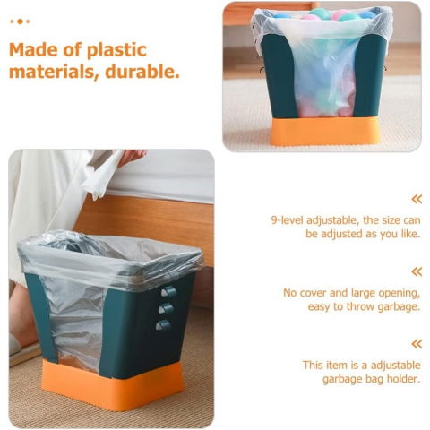 Cos de gunoi extensibil, din plastic, reglabil, pliabil, versatil, pentru bucatarie, baie sau birou, cos universal, 21x25x17 cm, albastru galben [5]