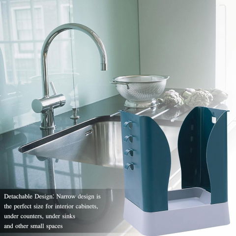 Cos de gunoi extensibil, din plastic, reglabil, pliabil, versatil, pentru bucatarie, baie sau birou, cos universal, 21x25x17 cm, albastru gri [5]