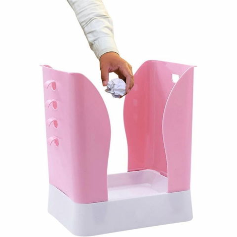 Cos de gunoi extensibil, din plastic, reglabil, pliabil, versatil, pentru bucatarie, baie sau birou, cos universal, 21x25x17 cm, roz alb [7]