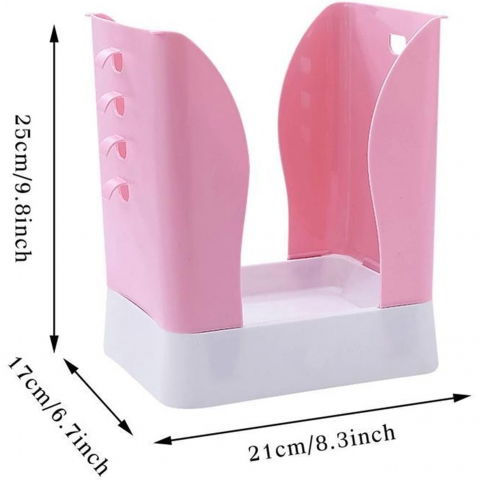 Cos de gunoi extensibil, din plastic, reglabil, pliabil, versatil, pentru bucatarie, baie sau birou, cos universal, 21x25x17 cm, roz alb [8]