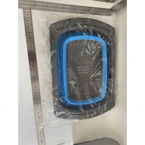 Cos de scurgere retractabil pentru chiuveta, cu filtru, pentru fructe si legume, de uz casnic, 39x12 cm, design extensibil pana la 61 cm, cu manere de prindere, albastru [1]