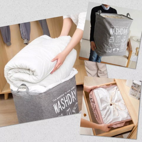 Cos depozitare, deschisa, 72 l, textil, 30x40x60 cm, albastru, cu imprimeu [2]