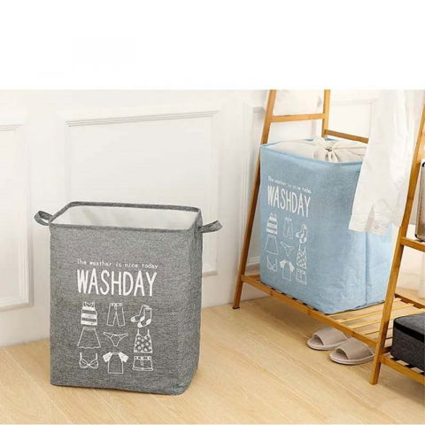 Cos depozitare, deschisa, 72 l, textil, 30x40x60 cm, gri, cu imprimeu [4]