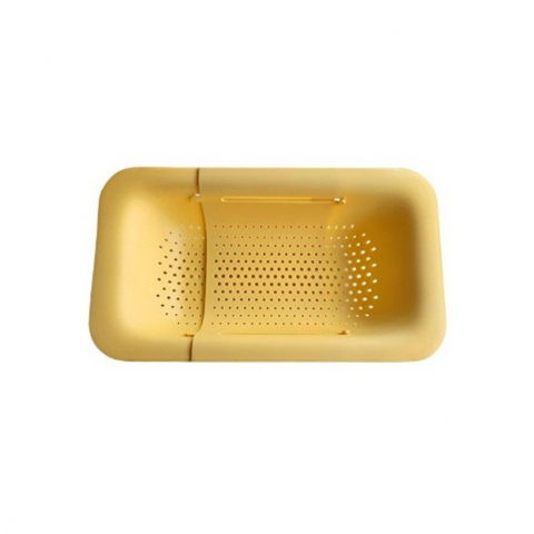 Organizatoare si accesorii pentru bucatarie - Cos pentru scurgere chiuveta de bucatarie, plastic, telescopic, 36x20x5 cm, galben
