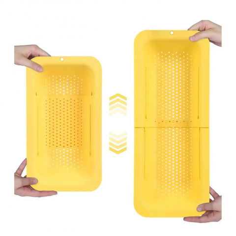 Cos pentru scurgere chiuveta de bucatarie, plastic, telescopic, 36x20x5 cm, galben [2]