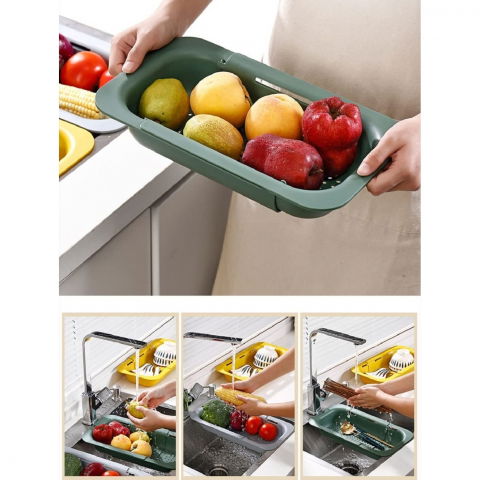 Cos pentru scurgere chiuveta de bucatarie, plastic, telescopic, 36x20x5 cm, gri [2]