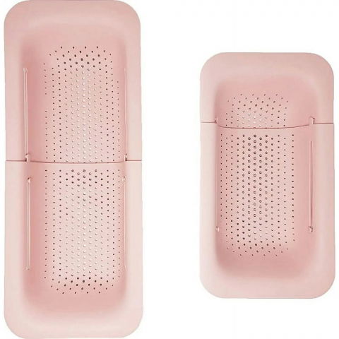 Cos pentru scurgere chiuveta de bucatarie, plastic, telescopic, 36x20x5 cm, roz [3]