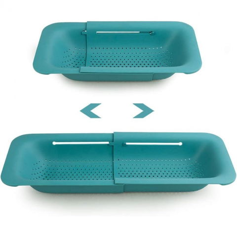 Cos pentru scurgere chiuveta de bucatarie, plastic, telescopic, 36x20x5 cm, verde [5]