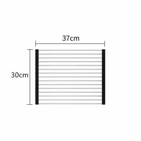 Covoras de scurgere pentru chiuveta bucatarie, din otel inoxidabil, suport chiuveta, pliabil, antiderapant, usor de curatat si de depozitat, 37x30 cm, 15 tuburi, negru [1]
