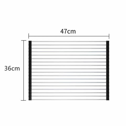 Covoras de scurgere pentru chiuveta bucatarie, din otel inoxidabil, suport chiuveta, pliabil, antiderapant, usor de curatat si de depozitat, 47x36 cm, 18 tuburi, negru [1]