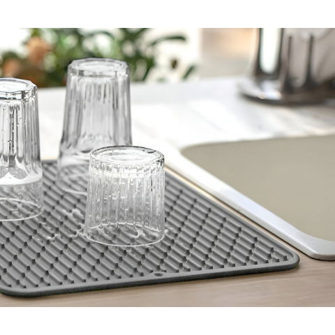 Covoras din silicon pentru scurgere vase, uz casnic, rezistent la temperaturi ridicate, izolator, 43x32.5 cm, negru [8]