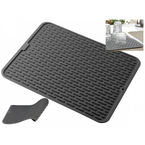 Covoras din silicon pentru scurgere vase, uz casnic, rezistent la temperaturi ridicate, izolator, 43x32.5 cm, negru [2]