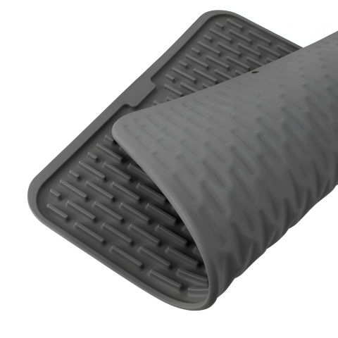 Covoras din silicon pentru scurgere vase, uz casnic, rezistent la temperaturi ridicate, izolator, 43x32.5 cm, negru [7]