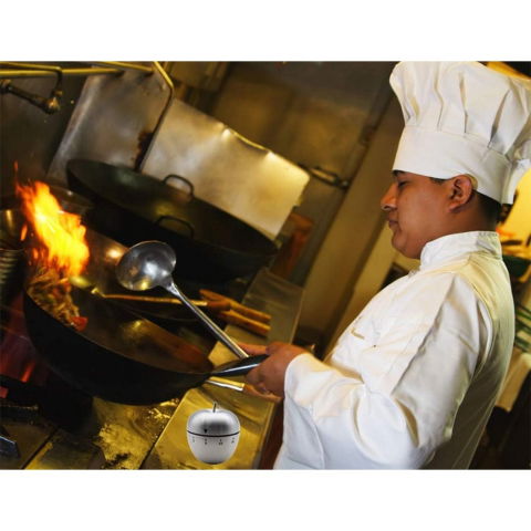 Cronometru de bucatarie, mecanic, forma de mar, din otel inoxidabil, 60 min timer, 7.5 x 6.2 cm, argintiu [2]