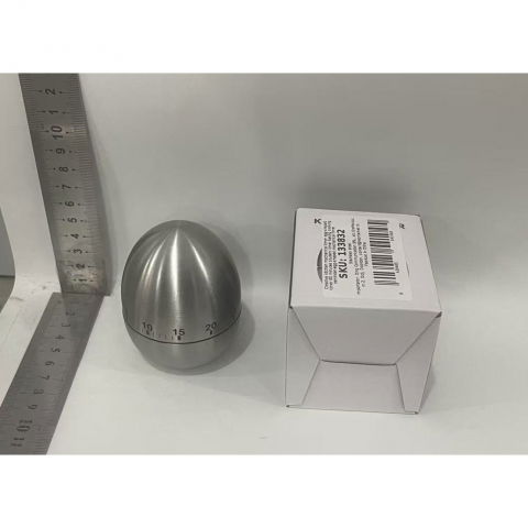 Cronometru de bucatarie, mecanic, forma de ou, din otel inoxidabil, 60 min timer, 8 x 6 cm, argintiu [7]