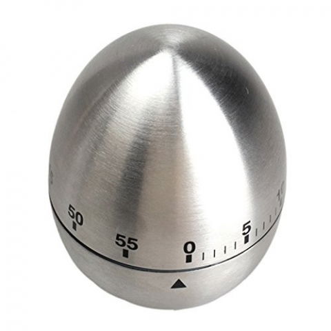 Cronometru de bucatarie, mecanic, forma de ou, din otel inoxidabil, 60 min timer, 8 x 6 cm, argintiu [3]