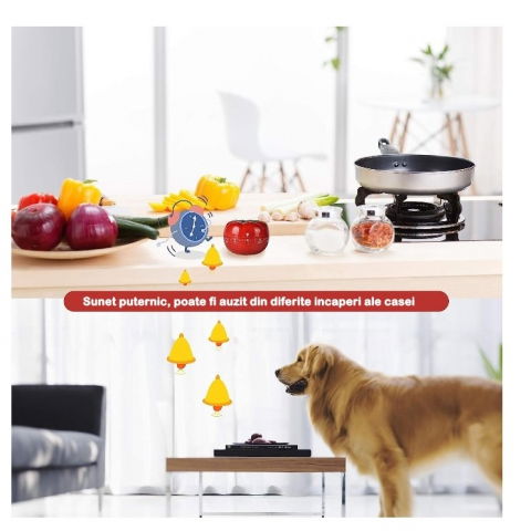 Cronometru mecanic de bucatarie  forma de rosie, 60 de minute, 6.3 x 4.5 cm, material abs, rosu [3]