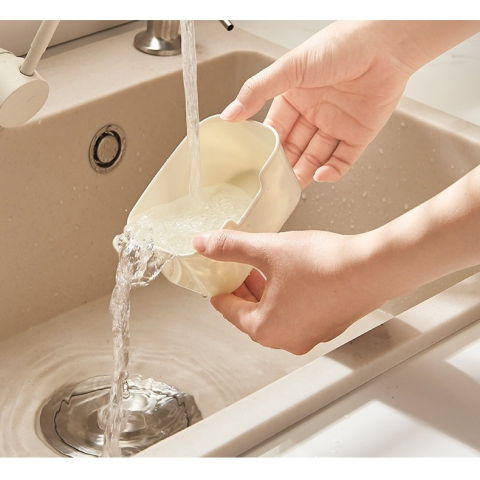 Cutie alimentara multifunctionala, pentru condimente, gustari,  inchidere etans, cu capac si maner, 4 compartimente, 25 x 8 x 18 cm, alb [3]