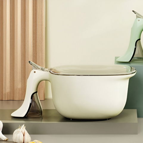 Cutie de depozitare a condimentelor, de uz casnic, cu maner stabil, cu capac, 4 compartimente principale, 21 x 14 x 10 cm, crem [3]