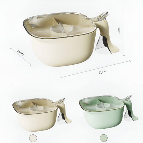 Cutie de depozitare a condimentelor, de uz casnic, cu maner stabil, cu capac, 4 compartimente principale, 21 x 14 x 10 cm, verde [2]