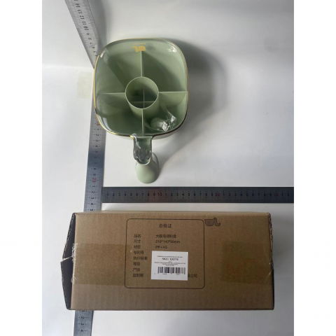 Cutie de depozitare a condimentelor, de uz casnic, cu maner stabil, cu capac, 4 compartimente principale, 21 x 14 x 10 cm, verde [7]