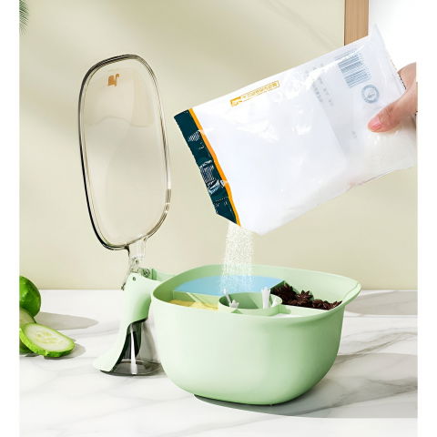 Cutie de depozitare a condimentelor, de uz casnic, cu maner stabil, cu capac, 4 compartimente principale, 21 x 14 x 10 cm, verde [1]