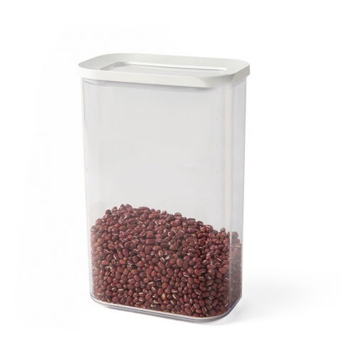 Recipiente pentru alimente de baza, gustari si cereale - Cutie de depozitare alimente, 2l, capac alb, din abs+silicon, 14.5 x 9 x 22.2 cm, transparent