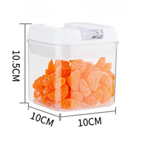 Cutie de depozitare alimente, cutie de depozitare tip container pentru bucatarie, cu capac, inchidere ermetica, cutie pentru cereale, 10.5 x 10 x 10 cm, volum 0.5 l, alb [1]