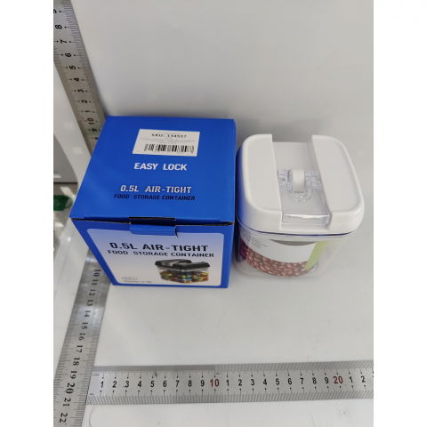 Cutie de depozitare alimente, cutie de depozitare tip container pentru bucatarie, cu capac, inchidere ermetica, cutie pentru cereale, 10.5 x 10 x 10 cm, volum 0.5 l, alb [2]