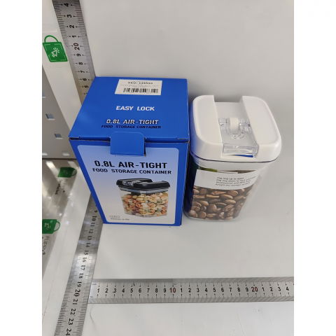 Cutie de depozitare alimente, cutie de depozitare tip container pentru bucatarie, cu capac, inchidere ermetica, cutie pentru cereale, 15.5 x 10 x 10 cm, volum 0.8 l, alb [2]