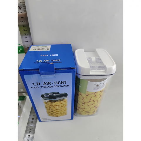 Cutie de depozitare alimente, cutie de depozitare tip container pentru bucatarie, cu capac, inchidere ermetica, cutie pentru cereale, 20.5 x 10 x 10 cm, volum 1.2 l, alb [2]