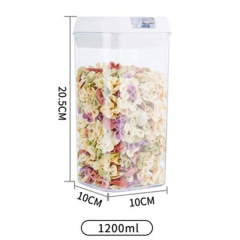 Cutie de depozitare alimente, cutie de depozitare tip container pentru bucatarie, cu capac, inchidere ermetica, cutie pentru cereale, 20.5 x 10 x 10 cm, volum 1.2 l, alb [1]