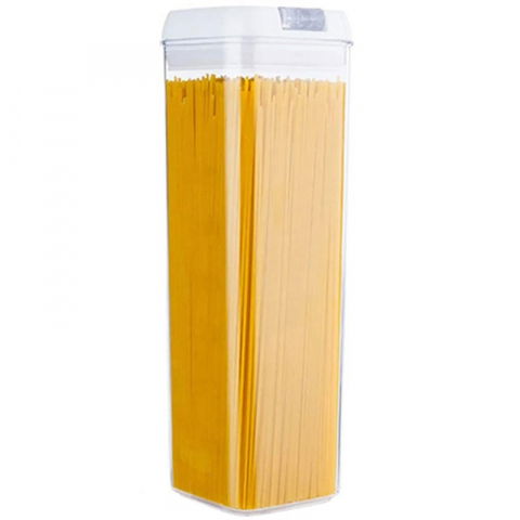 Recipiente pentru alimente de baza, gustari si cereale - Cutie de depozitare alimente, cutie de depozitare tip container pentru bucatarie, cu capac, inchidere ermetica, cutie pentru cereale, 30.5 x 10 x 10 cm, volum 1.9 l, alb