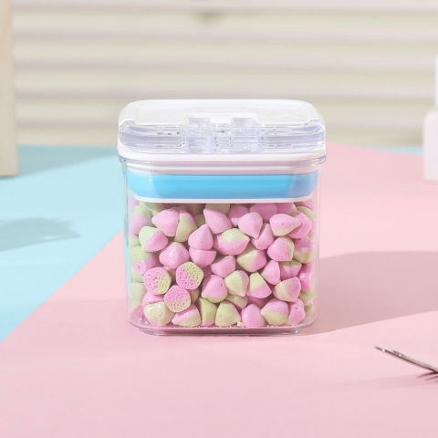 Cutie de depozitare alimente, cutie de tip container pentru bucatarie, cutie pentru condimente, din pet abs silicon, 10 x 10 x 10.5 cm, 250 g, 0.5l transparenta [1]