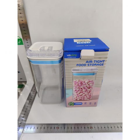Cutie de depozitare alimente, cutie de tip container pentru bucatarie, cutie pentru condimente, din pet abs silicon, 10 x 10 x 20.5 cm, 370 g, 1.2l transparenta [2]