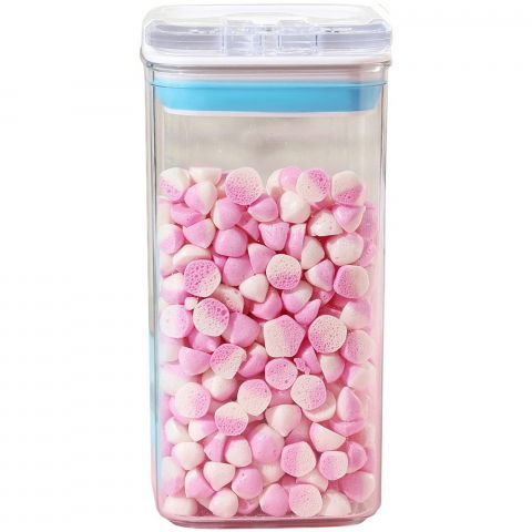 Recipiente pentru alimente de baza, gustari si cereale - Cutie de depozitare alimente, cutie de tip container pentru bucatarie, cutie pentru condimente, din pet abs silicon, 10 x 10 x 20.5 cm, 370 g, 1.2l transparenta