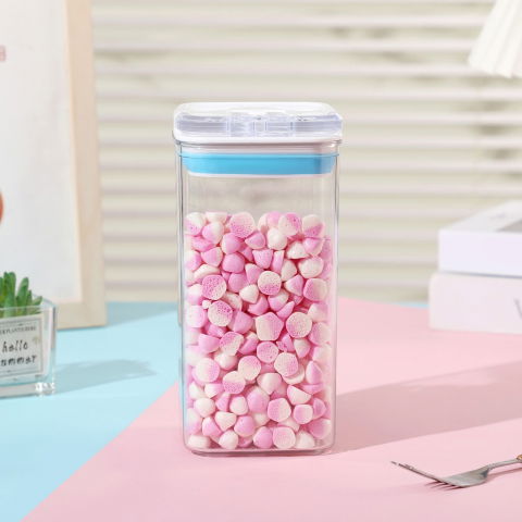 Cutie de depozitare alimente, cutie de tip container pentru bucatarie, cutie pentru condimente, din pet abs silicon, 10 x 10 x 20.5 cm, 370 g, 1.2l transparenta [1]