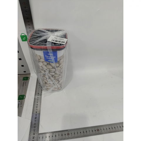 Cutie de depozitare alimente, cutie de tip container, recipient pentru cereale in bucatarie, 11.5 x 11.5 x 23 cm, volum 2000 ml, transparenta cu capac negru [3]