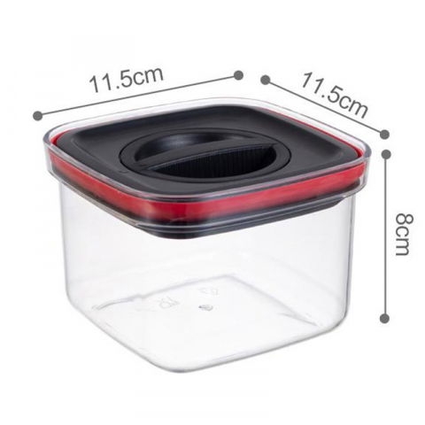 Cutie de depozitare alimente, cutie de tip container, recipient pentru cereale in bucatarie, s 11.5 x 11.5 x 8 cm, volum 600 ml, transparenta cu capac negru [1]