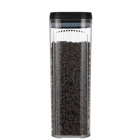 Recipiente pentru alimente - Cutie de depozitare alimente, tip container, 3.7l, recipiente pentru cereale in bucatarie,  transparente cu capac negru