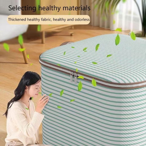 Cutie de depozitare cu fermoar, pliabila, maner ranforsat, fermoar rezistent, pentru haine, paturi, plapume, perne, lenjerii de pat, jucarii, 56x45x56 cm, 150 litri, in dungi, verde [5]