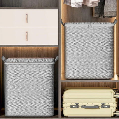 Cutie de depozitare cu fermoar, pliabila, maner ranforsat, fermoar rezistent, pentru haine, paturi, plapumi, perne, lenjerii de pat, jucarii, 61x50x71 cm, 210 litri, gri [5]