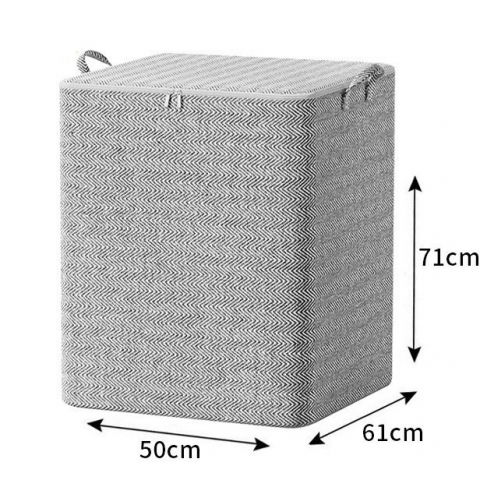 Cutie de depozitare cu fermoar, pliabila, maner ranforsat, fermoar rezistent, pentru haine, paturi, plapumi, perne, lenjerii de pat, jucarii, 61x50x71 cm, 210 litri, gri [2]