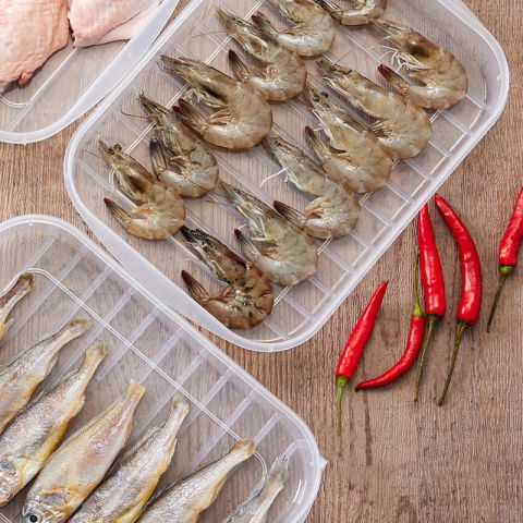 Cutie de depozitare de uz casnic, caserola pentru frigider, rezistenta la umiditate, rezervor sigilat pentru depozitare alimentara, 24.5 x 18.5 x 3.5cm, alb transparent [4]