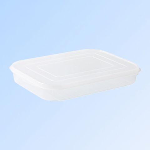 Recipiente pentru alimente de baza, gustari si cereale - Cutie de depozitare de uz casnic, caserola pentru frigider, rezistenta la umiditate, rezervor sigilat pentru depozitare alimentara, 24.5 x 18.5 x 3.5cm, alb transparent