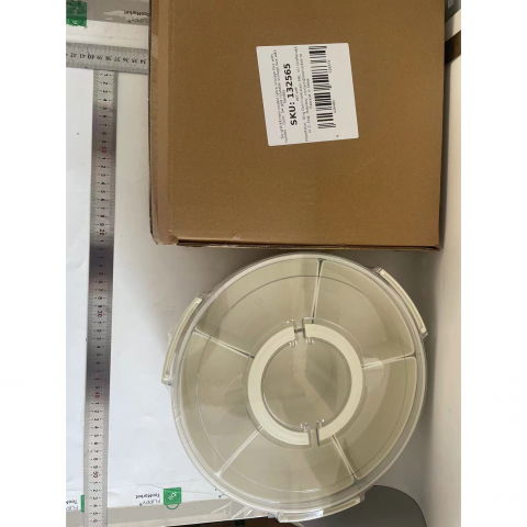 Cutie de depozitare pentru alimente, cu 6 compartimente, pentru condimente, fructe, legume, cu manere de prindere, rotativa 360 de grade, inchidere ermetica, 32x10 cm, alba [1]