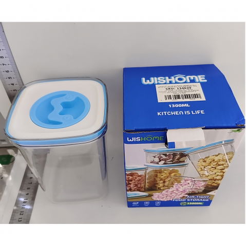 Cutie de depozitare pentru bucatarie, 1.3l, din abs+pet+silicon, capac alb/albastru, 11.5 x 15 x 8 cm, transparent [4]