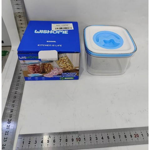 Cutie de depozitare pentru bucatarie, 600 ml, din abs+pet+silicon, capac alb/albastru, 11.5 x 8 x 8 cm, transparent [3]