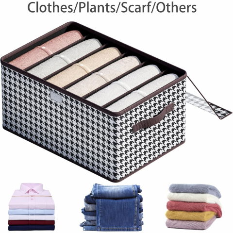 Cutie de depozitare, pentru haine, lenjerie, sosete si sutiene, material textil, 6 compartimente, 44x30x20 cm, culoare alb-negru [8]